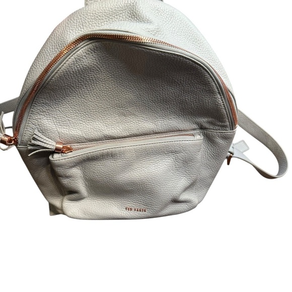 TED BAKER London Mini Backpack Bag Gray Pebble Leather Adjustable - Picture 3 of 11